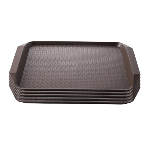 Serving Tray Heavy Duty Waterproof Stackable Plastic Food Snack Pan Set of 5 Coffee