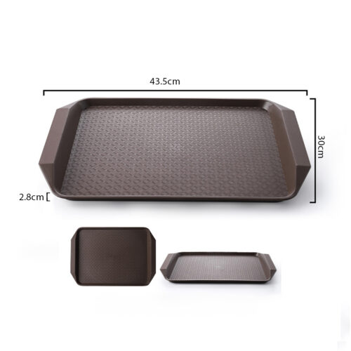 Serving Tray Heavy Duty Waterproof Stackable Plastic Food Snack Pan Set of 5 Coffee - Image 5