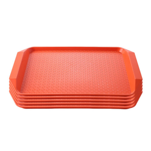 Serving Tray Heavy Duty Waterproof Stackable Plastic Food Snack Pan Set of 5 Orange