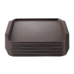 Serving Tray Heavy Duty Waterproof Stackable Plastic Food Snack Pan Set of 10 Coffee