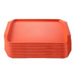 Serving Tray Heavy Duty Waterproof Stackable Plastic Food Snack Pan Set of 10 Orange