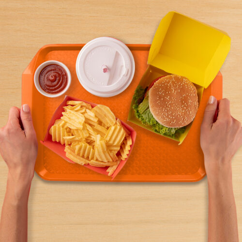 Serving Tray Heavy Duty Waterproof Stackable Plastic Food Snack Pan Set of 10 Orange - Image 3