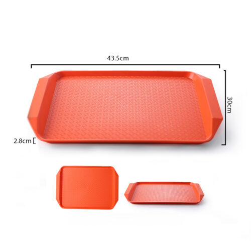 Serving Tray Heavy Duty Waterproof Stackable Plastic Food Snack Pan Set of 10 Orange - Image 4