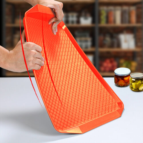 Serving Tray Heavy Duty Waterproof Stackable Plastic Food Snack Pan Set of 10 Orange - Image 7