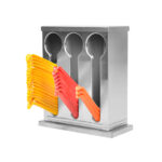 Stainless Steel Buffet Restaurant Spoon Utensil Holder Storage Rack 3 Holes