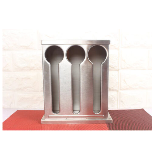 Stainless Steel Buffet Restaurant Spoon Utensil Holder Storage Rack 3 Holes - Image 8