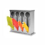 Stainless Steel Buffet Restaurant Spoon Utensil Holder Storage Rack 4 Holes