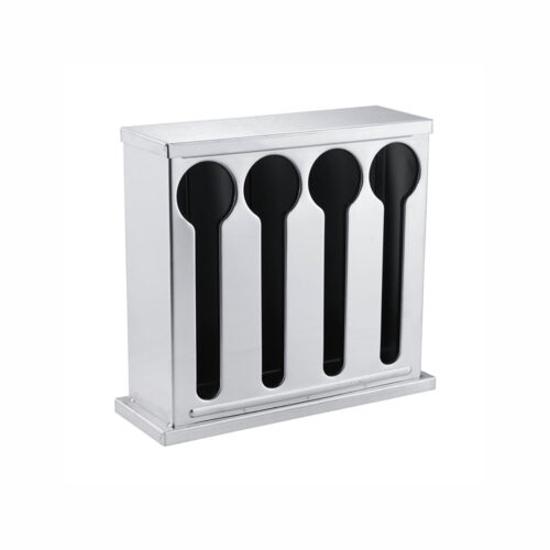 Stainless Steel Buffet Restaurant Spoon Utensil Holder Storage Rack 4 Holes - Image 3