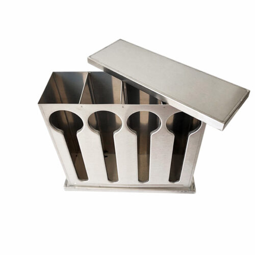 Stainless Steel Buffet Restaurant Spoon Utensil Holder Storage Rack 4 Holes - Image 4