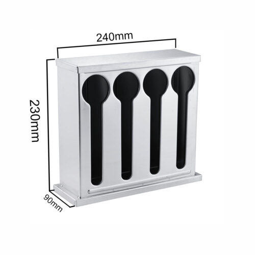 Stainless Steel Buffet Restaurant Spoon Utensil Holder Storage Rack 4 Holes - Image 10