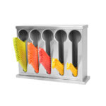 Stainless Steel Buffet Restaurant Spoon Utensil Holder Storage Rack 5 Holes