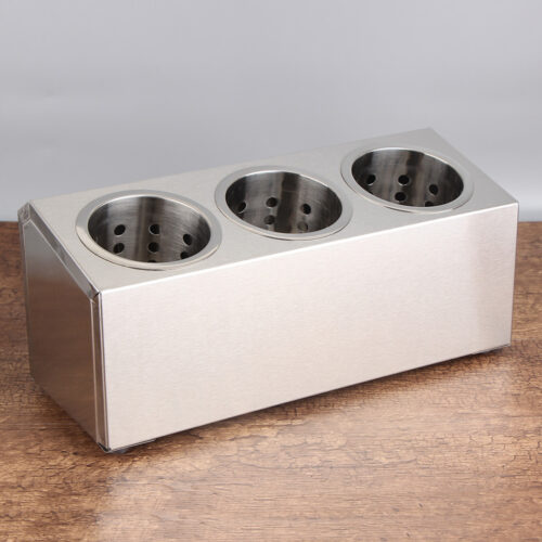 18/10 Stainless Steel Commercial Conical Utensils Holder with 3 Holes - Image 9