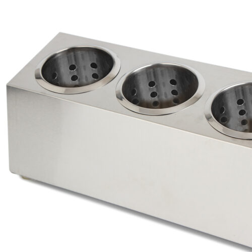 18/10 Stainless Steel Commercial Conical Utensils Holder with 4 Holes - Image 5