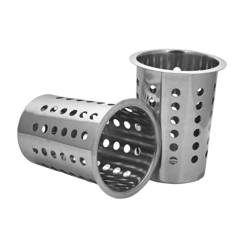 18/10 Stainless Steel Commercial Conical Utensils Holder with 4 Holes - Image 6
