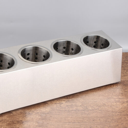 18/10 Stainless Steel Commercial Conical Utensils Holder with 4 Holes - Image 8