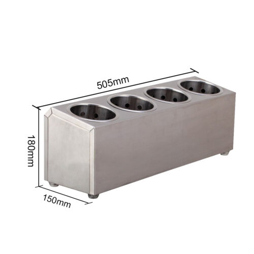 18/10 Stainless Steel Commercial Conical Utensils Holder with 4 Holes - Image 10