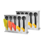2x Stainless Steel Buffet Restaurant Spoon Utensil Holder Storage Rack 5 Holes