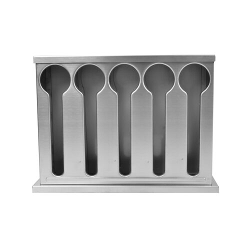 2x Stainless Steel Buffet Restaurant Spoon Utensil Holder Storage Rack 5 Holes - Image 2