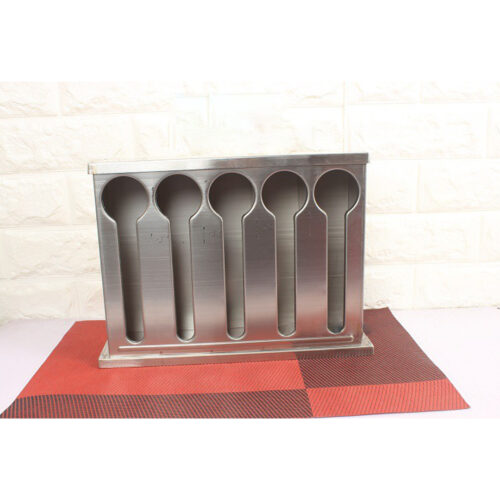 2x Stainless Steel Buffet Restaurant Spoon Utensil Holder Storage Rack 5 Holes - Image 5