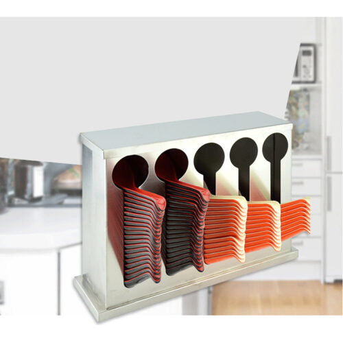 2x Stainless Steel Buffet Restaurant Spoon Utensil Holder Storage Rack 5 Holes - Image 6