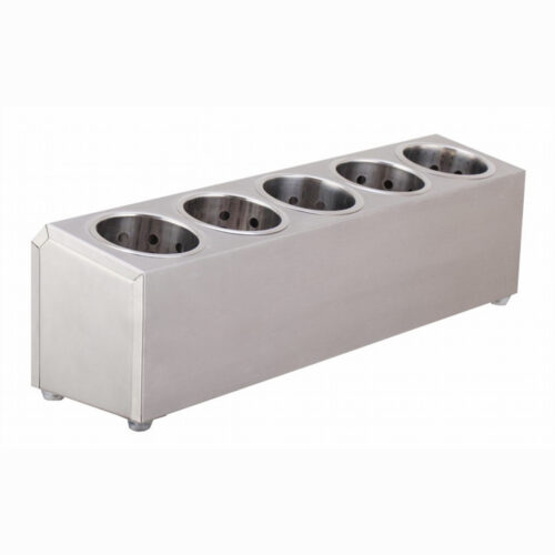 18/10 Stainless Steel Commercial Conical Utensils Holder with 5 Holes - Image 2
