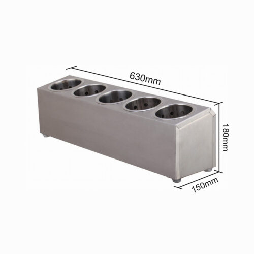 18/10 Stainless Steel Commercial Conical Utensils Holder with 5 Holes - Image 9