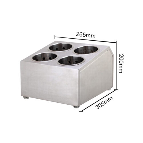 18/10 Stainless Steel Commercial Conical Utensils Square Holder with 4 Holes - Image 6
