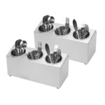 2x 18/10 Stainless Steel Commercial Conical Utensils Holder with 3 Holes