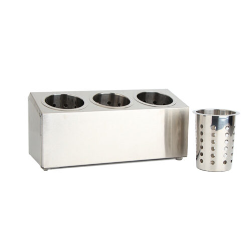 2x 18/10 Stainless Steel Commercial Conical Utensils Holder with 3 Holes - Image 3