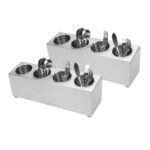 2x 18/10 Stainless Steel Commercial Conical Utensils Holder with 4 Holes