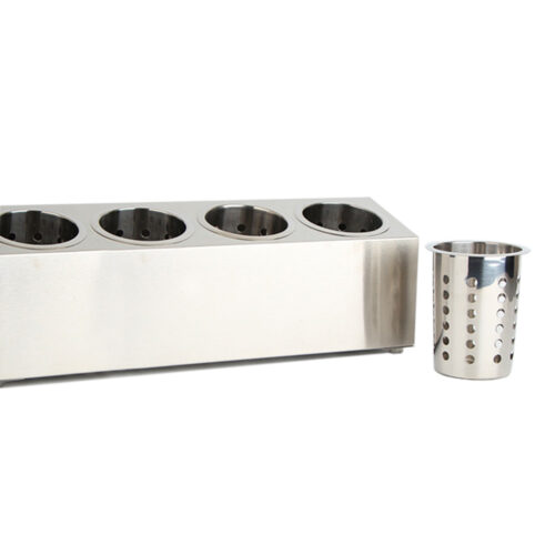 2x 18/10 Stainless Steel Commercial Conical Utensils Holder with 4 Holes - Image 4