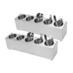 2x 18/10 Stainless Steel Commercial Conical Utensils Holder with 5 Holes