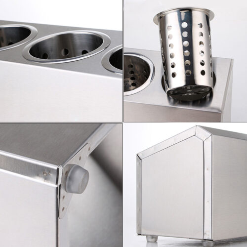 2x 18/10 Stainless Steel Commercial Conical Utensils Holder with 5 Holes - Image 6