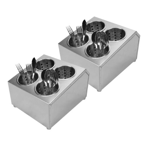 2x 18/10 Stainless Steel Commercial Conical Utensils Square Holder with 4 Holes