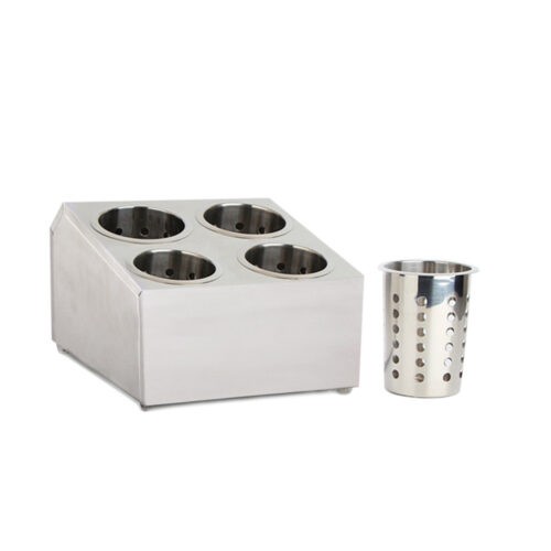 2x 18/10 Stainless Steel Commercial Conical Utensils Square Holder with 4 Holes - Image 3