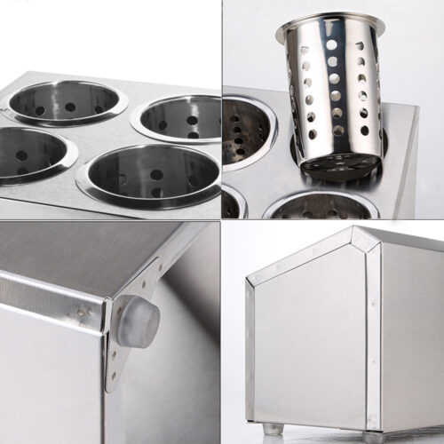 2x 18/10 Stainless Steel Commercial Conical Utensils Square Holder with 4 Holes - Image 5