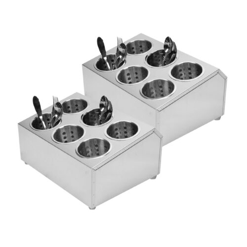 2x 18/10 Stainless Steel Commercial Conical Utensils Holder with 6 Holes