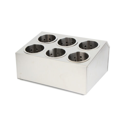 2x 18/10 Stainless Steel Commercial Conical Utensils Holder with 6 Holes - Image 2