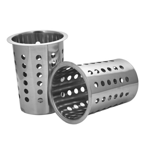 2x 18/10 Stainless Steel Commercial Conical Utensils Holder with 6 Holes - Image 5