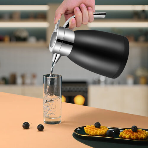 1.2L Stainless Steel Insulated Vacuum Flask WaterBottle Black - Image 6