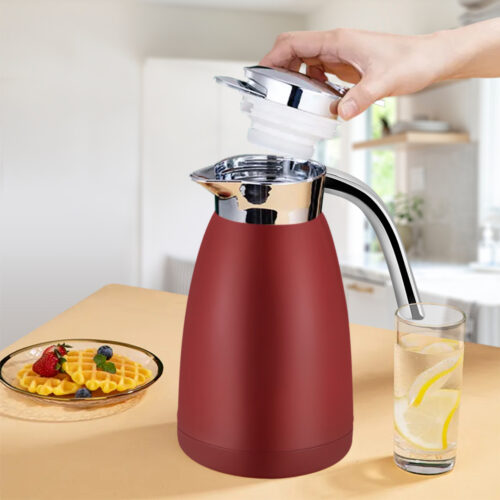 1.8L Stainless Steel Insulated Vacuum Flask Water Coffee Jug Thermal Red - Image 5