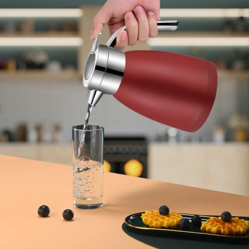 1.8L Stainless Steel Insulated Vacuum Flask Water Coffee Jug Thermal Red - Image 6
