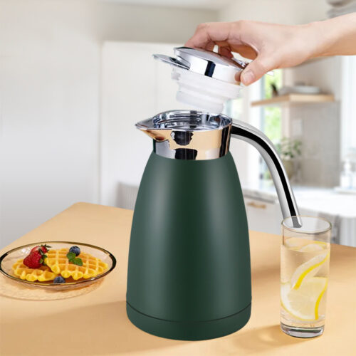 2.2L Stainless Steel Insulated Vacuum Flask Water Bottle Green - Image 5