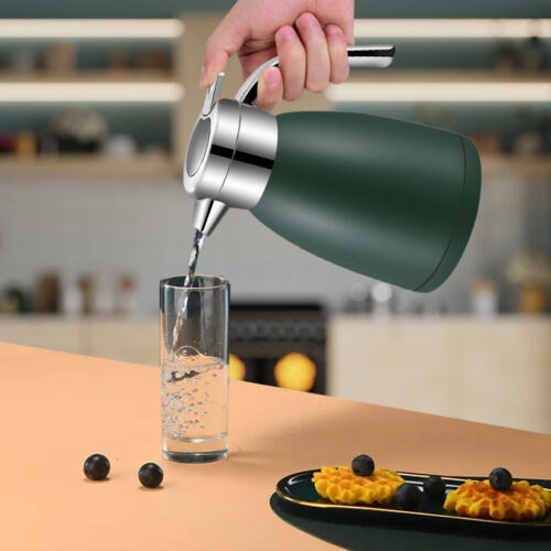 2.2L Stainless Steel Insulated Vacuum Flask Water Bottle Green - Image 6
