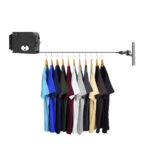 160mm Wall-Mounted Clothes Line Dry Rack Retractable Space-Saving Folding Hanger Black