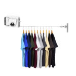 160mm Wall-Mounted Clothes Line Dry Rack Retractable Space-Saving Folding Hanger White