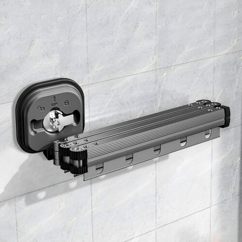 127.5cm Wall-Mounted Clothing Dry Rack Retractable Space-Saving Folding Hanger - Image 5