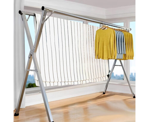 1.6m Portable Standing Clothes Drying Rack Folding Space-Saving Laundry Holder Indoor Outdoor - Image 2