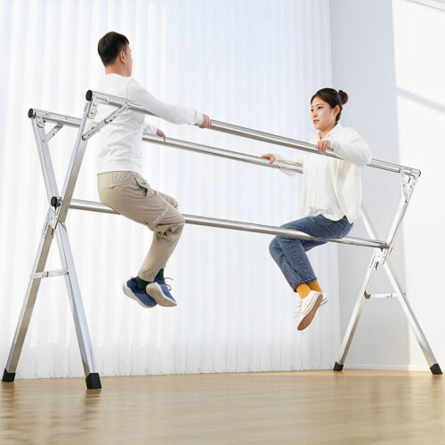 1.6m Portable Standing Clothes Drying Rack Folding Space-Saving Laundry Holder 3 Poles - Image 2