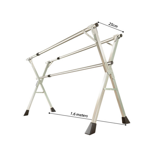1.6m Portable Standing Clothes Drying Rack Folding Space-Saving Laundry Holder 3 Poles - Image 4
